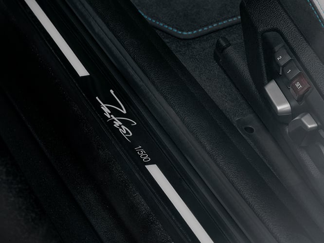 Limited edition signature door sill in the BMW M2 Edition designed by Futura 2000