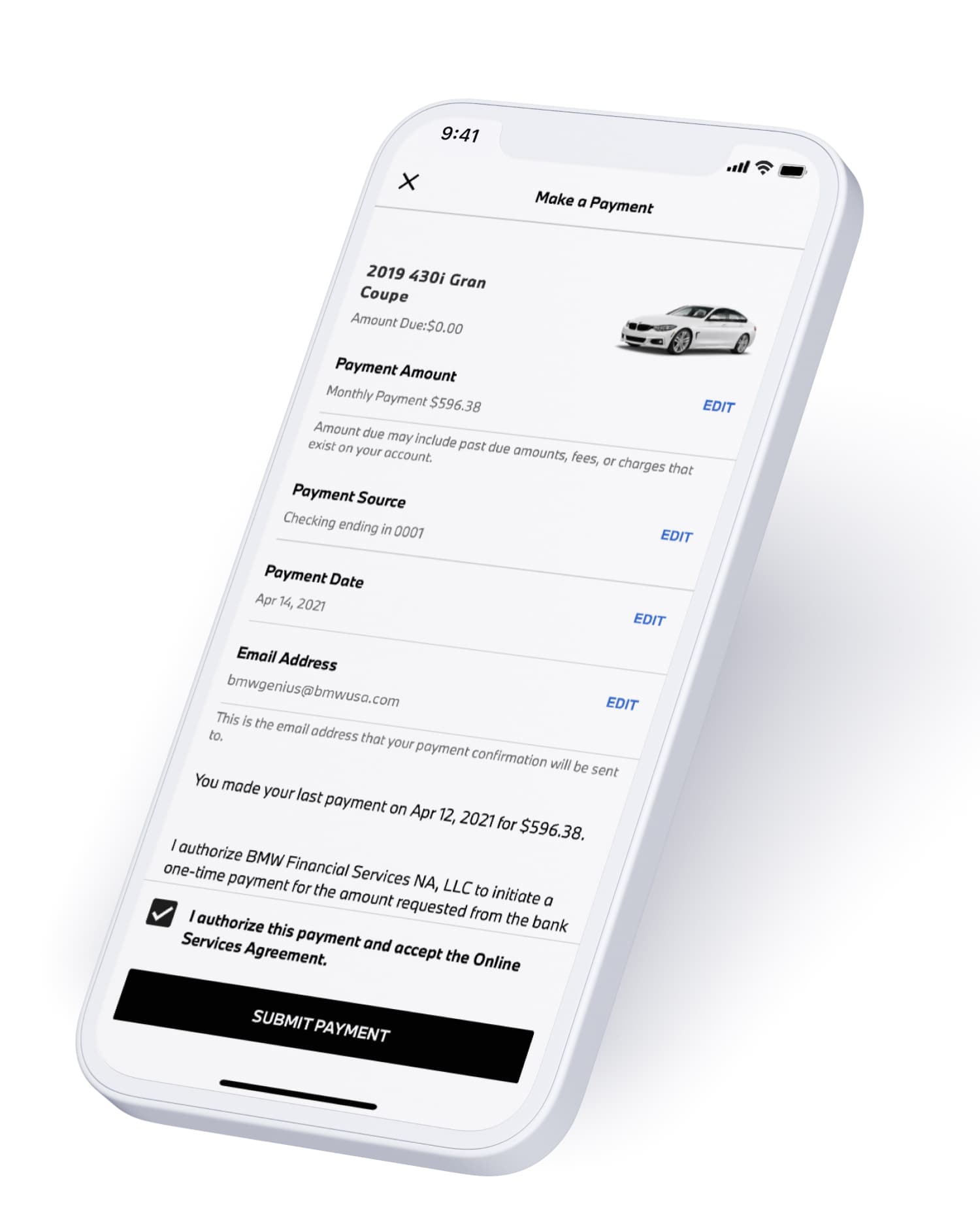 My BMW App featured on 2 phone screens